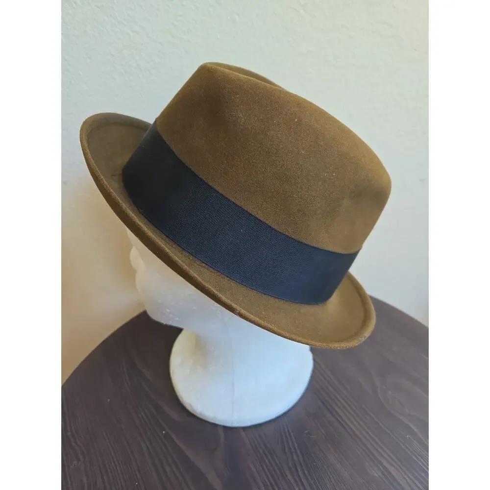 Knox Rose Brown Felt Fedora with Black Ribbon